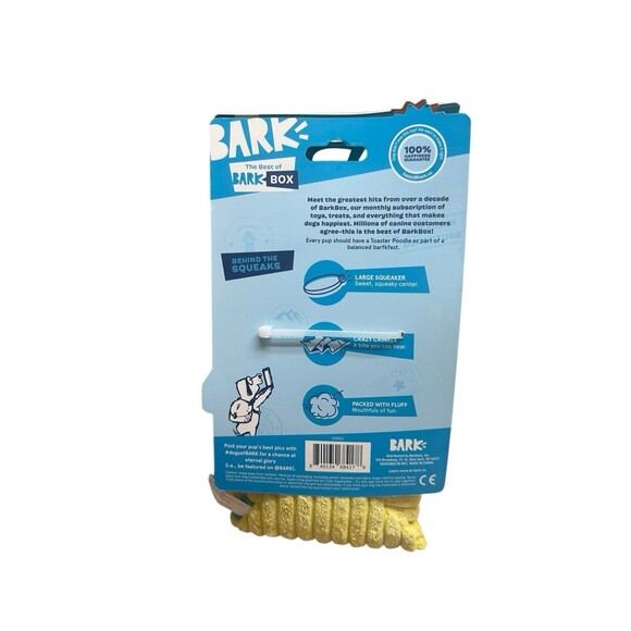 Bark Box Toaster Poodle Squeaky Plush Crinkly Tug & Shake Dog Toy 7" New - Picture 2 of 2